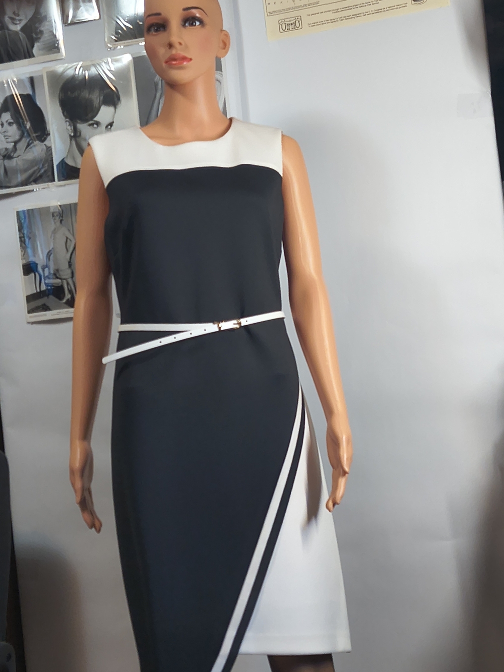 Tommy Hilfiger Black White Colorblock Sheath Dress Women’s 12